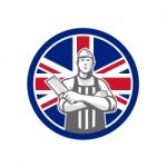 British Butcher Front Union Jack Flag Icon Stock Photo