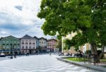 Square In Front Of The Collegiate Church Of St Michael In Mondse Stock Photo