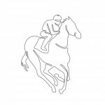 Jockey Horse Racing Continuous Line Stock Photo
