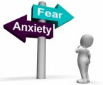 Fear Anxiety Signpost Shows Fears And Panic Stock Photo