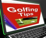Golfing Tips On Laptop Shows Golfing Advices Stock Photo