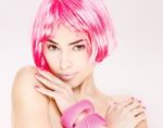 Pink Hair Woman Stock Photo