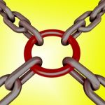 Red Link Yellow Background Shows Strength Security Stock Photo