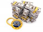 3d Money And Lock. Data Security Concept Stock Photo