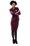 Confident Corporate Woman With Folded Arms Stock Photo