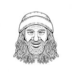 Rastafarian Dude Head Front Drawing Black And White Stock Photo