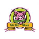 Wild Hog Biting Pickle Circle Mascot Stock Photo
