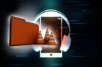 3d Rendering Folder Icon With Traffic Cones Stock Photo
