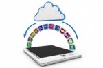App Symbols From Cloud To Tablet Stock Photo