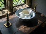 Old Water Jug And Basin At Michelham Priory Stock Photo