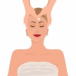 Beautiful Hand Drawn Illustration Spa Salon. Spa Woman Waiting Spa Massage Her Face Stock Photo