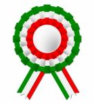 Italian Rosette Indicates Waving Flag And Badge Stock Photo