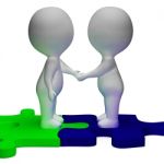 Shaking Hands 3d Characters Shows Partners And Solidarity Stock Photo