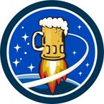 Beer Mug Rocket Ship Space Circle Retro Stock Photo