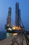 Jack Up Oil Drilling Rig Stock Photo