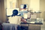 Blurred People Working In Office Stock Photo