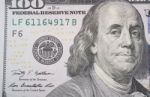 Macro Shot Of The Half Of The New 100 Usa Dollar Bill Stock Photo