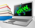 Krw Currency Represents South Korean Wons And Broker Stock Photo
