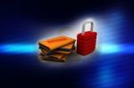 Yellow Folder And Lock. Data Security Concept. 3d Rendering Stock Photo