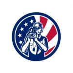 American Cameraman Usa Flag Icon Stock Photo