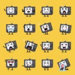Television Character Emoji Set Stock Photo