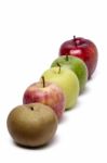 Row Of Fresh And Healthy Apple Variety Stock Photo
