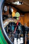 Close-up Detail Cabin Of C Class Steam Engine Stock Photo