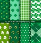 Set Of Abstract Shamrock Seamless Patterns For St. Patrick's Day Stock Photo