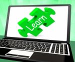 Learn Laptop Shows Online Learning Education Or Studying Stock Photo