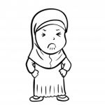Hand Drawing Frustrated Muslim Girl - Illustration Stock Photo