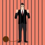 Businessman With Weight In Prison Stock Photo