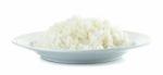 Rice With White Plated Isolated On The White Background Stock Photo