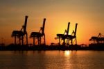 Container Cargo Freight Ship Silhouette Stock Photo
