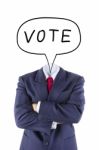Invisible Businessman Head Think For Vote Stock Photo