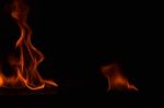 Beautiful Fire Flames On Black Background Stock Photo