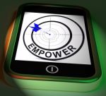 Empower Smartphone Displays Provide Tools And Encouragement Stock Photo