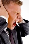 Shouting Loud Businessman Stock Photo