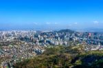 View Of Cityscape And Seoul Tower In Seoul, South Korea Stock Photo