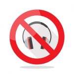 No Headphones Prohibition Sign Stock Photo