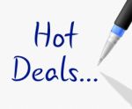 Hot Deals Shows Clearance Reduction And Save Stock Photo