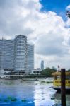 The Opposite Side View Chao Phraya River At The Jam Factory  Pier Stock Photo