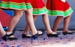 Feet Of Girls Dancing On Stage Stock Photo