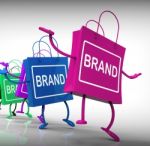 Brand Bags Represent Marketing, Brands, And Labels Stock Photo