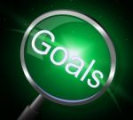 Goals Magnifier Indicates Magnifying Aspirations And Desires Stock Photo
