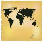 Grunge Paper World Map Stock Photo