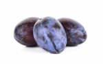 Fresh Plum Isolated On The White Background Stock Photo