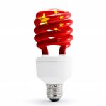 Flag Of China On Energy Saving Lamp Stock Photo