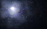 Abstract Of Lighting Digital Blue Lens Flare In Dark Background.galaxy Burst Of Light Stock Photo