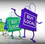 Buy Local Bags Show Neighborhood Market And Business Stock Photo