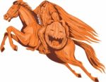 Headless Horseman Pumpkin Head Drawing Stock Photo